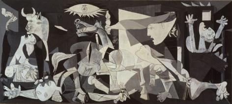 Guernica, by	Pablo Picasso, 1937

Representing the horrible violence and grief of war.